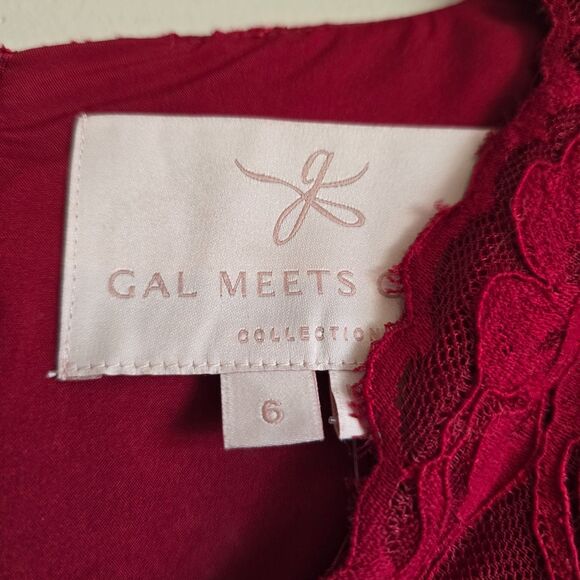 Gal Meets Glam Stella Lace Dress in Raspberry Red RARE Midi Size 6 - Picture 5 of 9